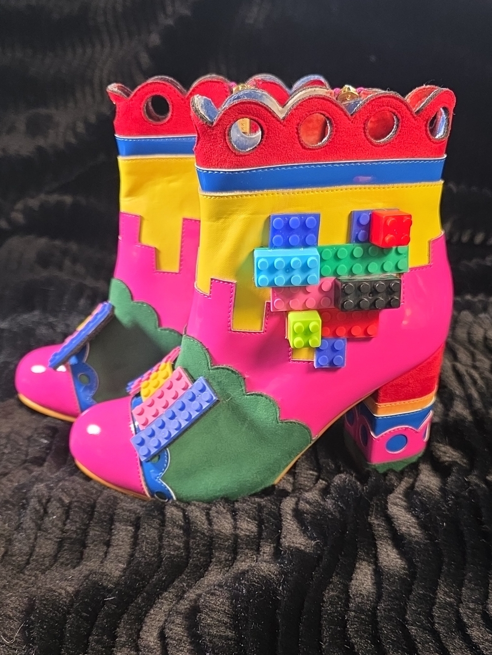 Irregular Choice Building Love Colorful Lego Brick Ankle Boots 7
